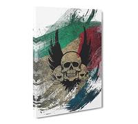 Wings And Skulls Art V2 Canvas Print | Gallery Wrapped 30mm Frame Wall Art | 24x16 inches | Ready to Hang | Modern Skull Picture | Living Room Bedroom Lounge Office