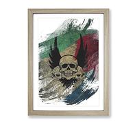 Wings And Skulls Art V2 Modern Framed Print | A2 Oak Framed Wall Art | Ready to Hang | Modern Nature Picture | Living Room Bedroom Lounge Office