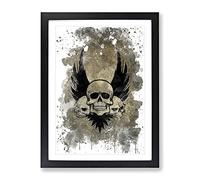 Wings And Skulls Art V3 Modern Framed Print | A3 Black Framed Wall Art | Ready to Hang | Modern Nature Picture | Living Room Bedroom Lounge Office