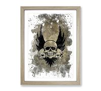 Wings And Skulls Art V3 Modern Framed Wall Art Print, Ready to Hang Picture for Living Room Bedroom Home Office Décor, Oak A3 (34 x 46 cm)