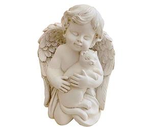 Wings Angel Holding a Cat Statue Faithful Angel Memory Memorial Cat Pet Figurine Garden Statue Indoor Outdoor Home Garden Guardian Rememberance Cat Figurine, 7 inch