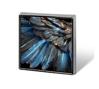 Wings Dark Gray And Blue Feathers Unisex Brooches & Pins Square Lightweight Lapel Badge Jewelry for Clothing Shawl Hat