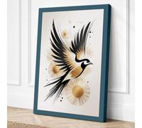 Wings Extended in Gold Canvas Wall Art Print 18x12 Inch (46 x 30 cm)