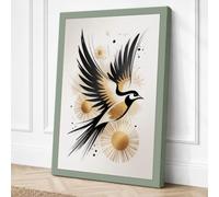 Wings Extended in Gold Canvas Wall Art Print 24x16 Inch (61 x 41 cm)