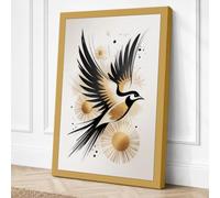 Wings Extended in Gold Canvas Wall Art Print 36x24 Inch (91 x 61 cm)