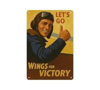 Wings for Victory World War II Aviation Campaign Motivation Art Metal Tin Sign 6x8 Inch Vintage Military Propaganda Wall Decor For Home Office Garage Man Cave