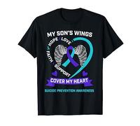 Wings Heart Teal Purple Son Suicide Awareness Prevention T-Shirt