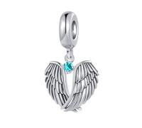 Wings of Angels Love Protection Blue December Birthstones Dangle Charm Compatible with Pandora Charms Bracelets