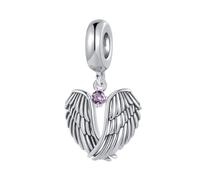 Wings of Angels Love Protection Pink June Birthstones Dangle Charm Compatible with Pandora Charms Bracelets