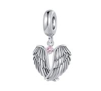Wings of Angels Love Protection Pink October Birthstones Dangle Charm Compatible with Pandora Charms Bracelets