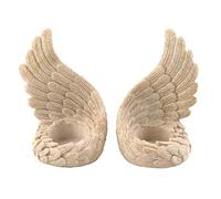 Wings of Devotion Stone-Look Angel Wings Tealight Candle Holder Set