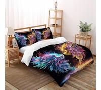 Wings of Fire And Ice Bedding 3D Art Printed Duvet Cover Set European Style Hypoallergenic 3 Pcs 100% Pure Cotton,for Adults,Boys And Girls With Pillowcase Double（200x200cm）