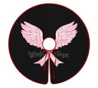 Wings Of Hope Breast Cancer Awareness Funny Christmas Tree Skirt Red 36 Inches Xmas Tree Mat Funny Decor for Family Christmas Holiday