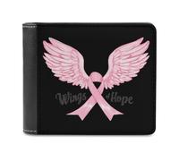 Wings of Hope Breast Cancer Awareness Printed Bifold Wallet with Hidden Compartments Pocket Money and Credit Card Holder for Men Women