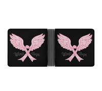 Wings of Hope Breast Cancer Awareness Printed Bifold Wallet with Hidden Compartments Pocket Money and Credit Card Holder for Men Women