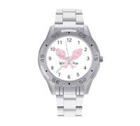 Wings of Hope Breast Cancer Awareness Quartz Watch Alloy Watch Dress Decorative for Business Men Women with Design Pattern Print