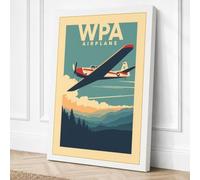 Wings Over Mountains Vintage Canvas Wall Art Print 18x12 Inch