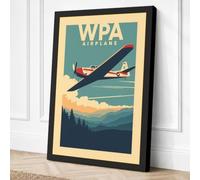 Wings Over Mountains Vintage Canvas Wall Art Print 30x20 Inch