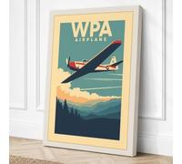 Wings Over Mountains Vintage Canvas Wall Art Print 30x20 Inch | Cream