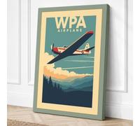 Wings Over Mountains Vintage Canvas Wall Art Print 36x24 Inch