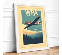 Wings Over Mountains Vintage Framed Wall Art Print A2 (59.4×42cm) White, Wall Decor for Living Room, Bedroom, Office & Home, Ready to Hang, Art Gift