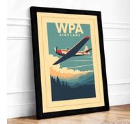 Wings Over Mountains Vintage Framed Wall Art Print A4 (29.7×21cm) Black, Wall Decor for Living Room, Bedroom, Office & Home, Ready to Hang, Art Gift