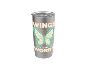 Wings Over Worry Butterfly Mental Health Positive Stainless Steel Insulated Tumbler