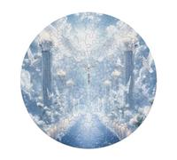 Wings Peace Round Wooden Puzzle Letter on Back