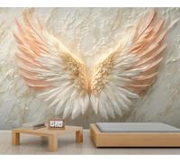 Wings Wall Murals, Angel Wings Large Mural, Luxury Marble Wallpaper for Bedroom, Modern Wallpaper - 200x200cm (Not Peel n' Stick)