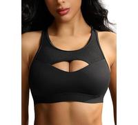 WingsLove High Impact Sports Bra for Women Support Wireless Cross Back Padded Running Workout Bras (Black,36DD)