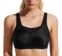 WingsLove High Impact Sports Bras for Women Seamless Full Coverage Non Padded High Neck Woukout Bra(Black,34F)