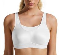 WingsLove High Impact Sports Bras for Women Seamless Full Coverage Non Padded High Neck Woukout Bra(White,38D)
