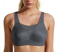 WingsLove High Impact Sports Bras for Women Seamless Full Coverage Non Padded High Neck Woukout Bra(Grey,36F)