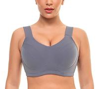 WingsLove Women’s High Impact Sports Bra Underwire Padded Full Coverage Bra Back Adjustable Plus Size Bras Bounce Control Fitness Gym(Grey 38G)