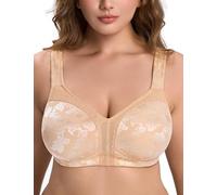 WingsLove Women's Full Coverage Minimizer Bra Plus Size Wireless Non Padded Wide Straps Comfort Everyday Bras (Honey Nude,48DD)