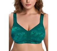 WingsLove Women's Full Coverage Minimizer Bra Plus Size Wireless Non Padded Wide Straps Comfort Everyday Bras (Malachite Green,48DD)
