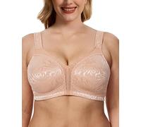 WingsLove Women's Full Coverage Plus Size Everyday Bra Minimizer Wireless Non Padded Wide Straps Comfort and Support for Large Bust(Pink Nude,46DD)