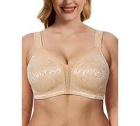 WingsLove Women's Full Coverage Plus Size Everyday Bra Minimizer Wireless Non Padded Wide Straps Comfort and Support for Large Bust(Honey Nude, 48G)