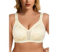 WingsLove Women's Full Coverage Plus Size Everyday Bra Minimizer Wireless Non Padded Wide Straps Comfort and Support for Large Bust (Nude Rose,46DD)
