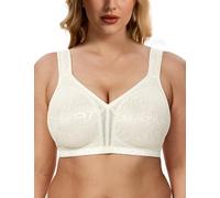 WingsLove Women's Full Coverage Plus Size Everyday Bra Minimizer Wireless Non Padded Wide Straps Comfort and Support for Large Bust(Ivory, 40G)