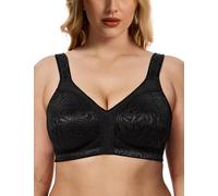 WingsLove Women's Full Coverage Plus Size Everyday Bra Minimizer Wireless Non Padded Wide Straps Comfort and Support for Large Bust(Black, 38F)