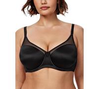 WingsLove Women's Full Coverage Underwire Bra No Padded Comfortable Smooth Splicing Sexy Lace Plus Size Support Bras(Black,34B)
