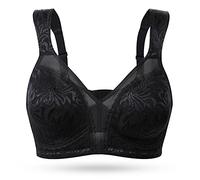 WingsLove Women's Full Cup Minimizer Bra Wide Straps Non-Wired No Padding Bra Comfort Plus Size (Black 48DDD)