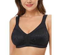 WingsLove Women's Full Cup Minimizer Bra Wide Straps Non-Wired No Padding Bra Comfort Plus Size (Black 46D)
