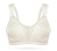 WingsLove Women's Full Cup Minimizer Bra Wide Straps Non-Wired No Padding Bra Comfort Plus Size Ivory