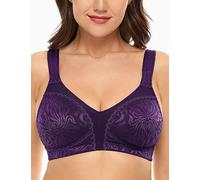 WingsLove Women's Full Cup Minimizer Bra Wide Straps Non-Wired No Padding Bra Comfort Plus Size (Purple 36G)