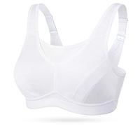 WingsLove Women's High Impact Sports Bra High Support Wireless Adjustable Plus Size for Large Breasts White