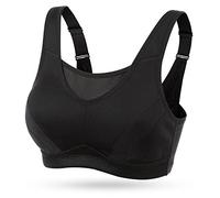 WingsLove Women's High Impact Sports Bra High Support Wireless Adjustable Plus Size for Large Breasts Black