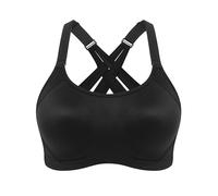 WingsLove Women's High Impact Sports Bra Wireless Cross Back Running Workout No Bounce Bras Full Coverage Yoga(Black,32F)