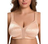 WingsLove Women's Minimizer Bra Full Coverage Wireless Unpadded Breathable V-Neck Wide Straps Plus Size Everyday Bra for Large Bust (Honey Nude,48D)